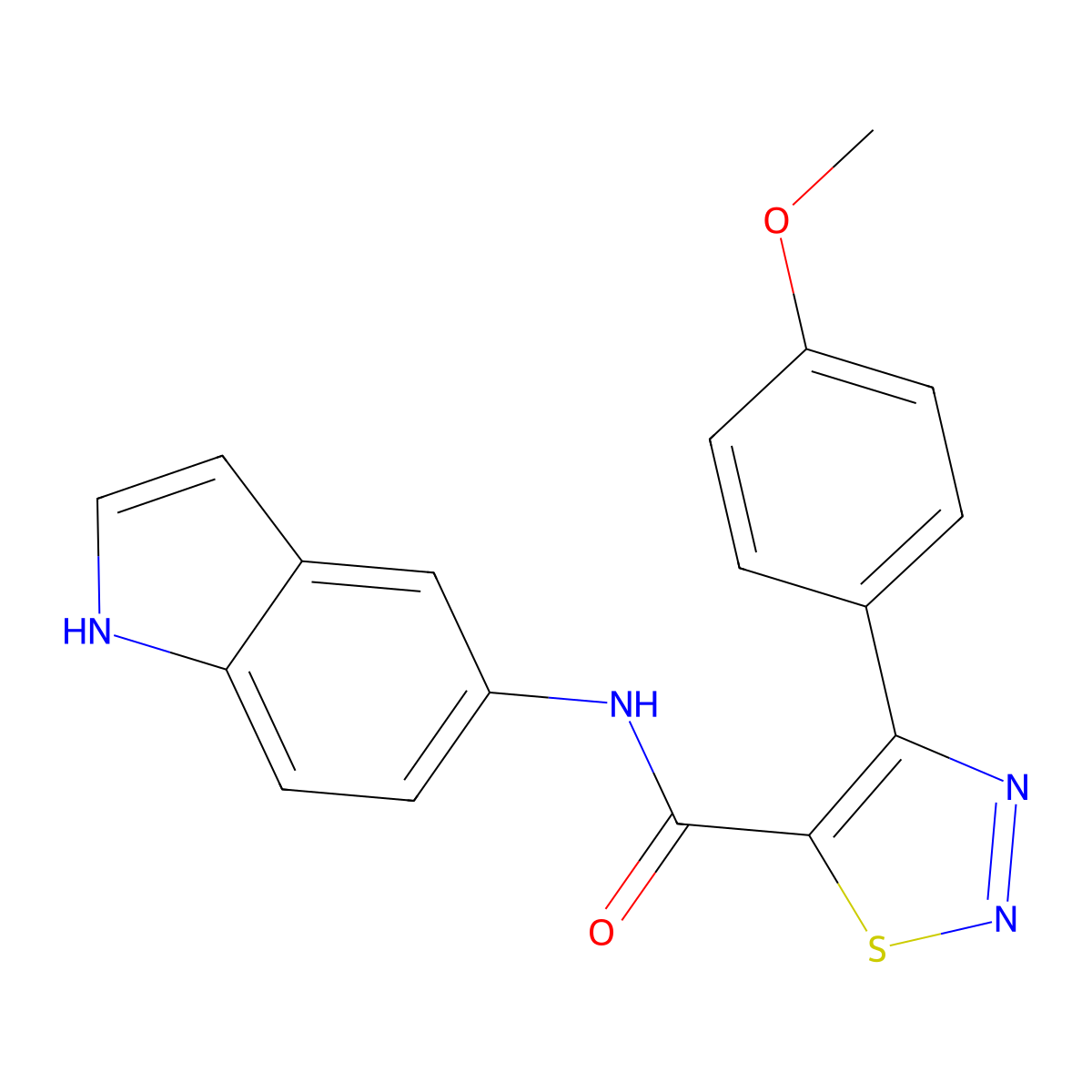 N-(1H-indol-5-yl)-4-(4-methoxyphenyl)-1,2,3-thiadiazole-5-carboxamide molecular structure, CAS 1190242-15-9