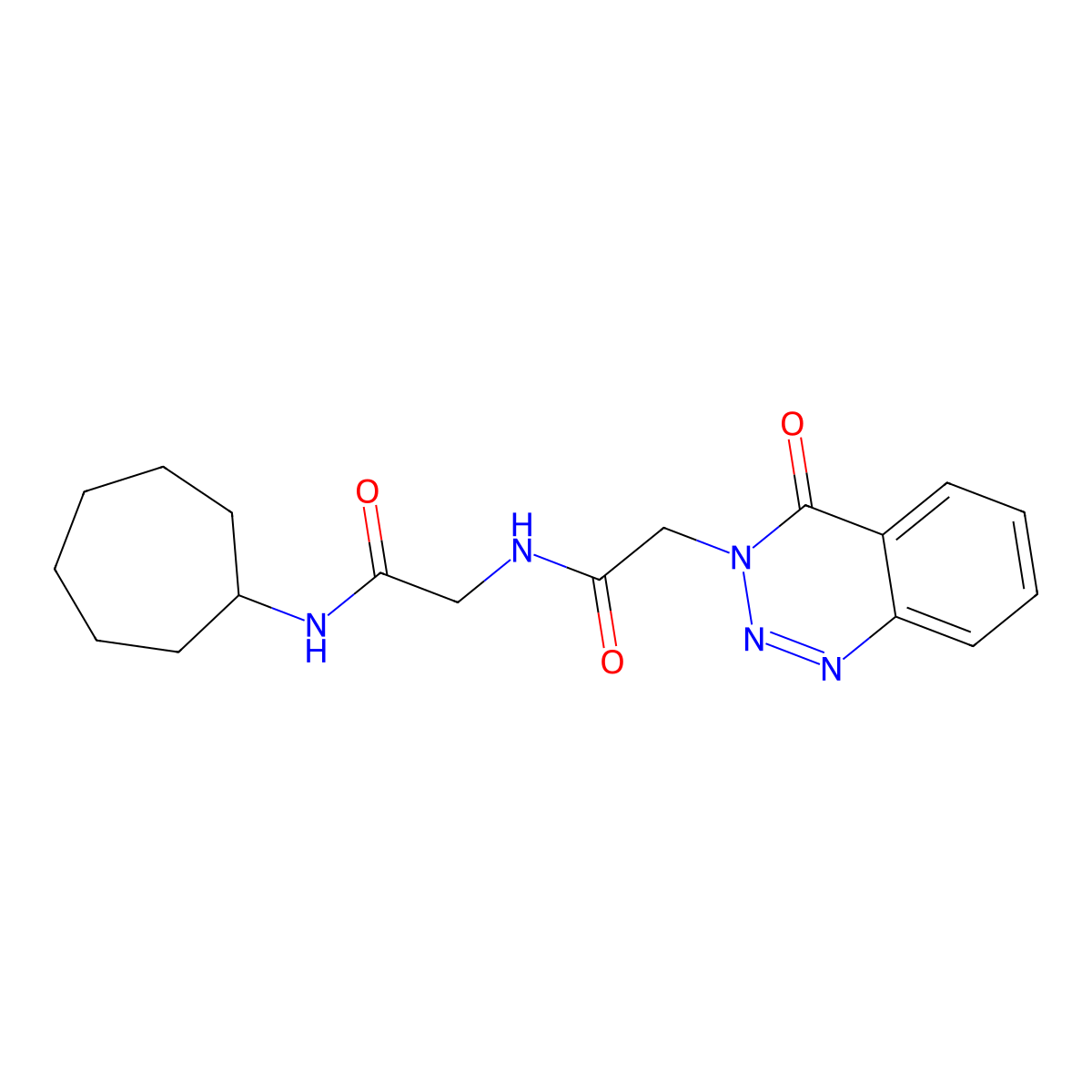 N-cycloheptyl-N~2~-[(4-oxo-1,2,3-benzotriazin-3(4H)-yl)acetyl]glycinamide molecular structure, CAS 1190242-20-6
