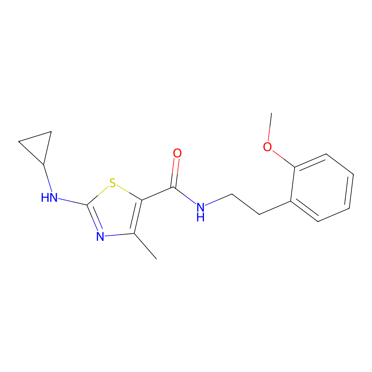 2-(cyclopropylamino)-N-[2-(2-methoxyphenyl)ethyl]-4-methyl-1,3-thiazole-5-carboxamide molecular structure, CAS 1190242-54-6