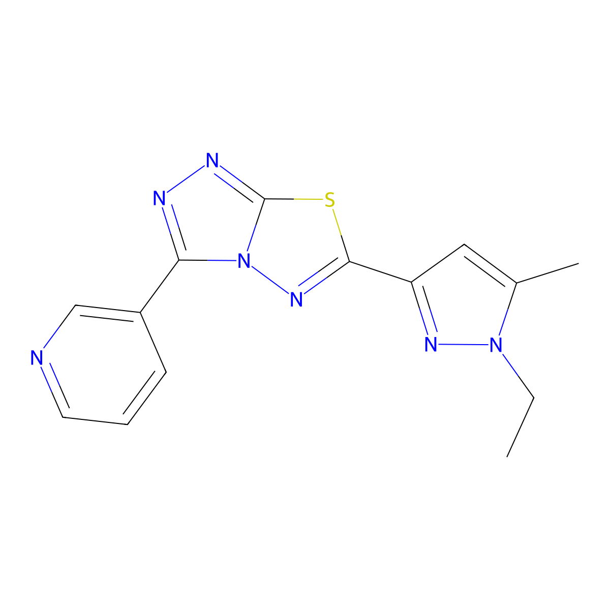 3-[6-(1-Ethyl-5-methyl-1H-pyrazol-3-yl)-[1,2,4]triazolo[3,4-b][1,3,4]thiadiazol-3-yl]pyridine molecular structure, CAS 1190242-55-7