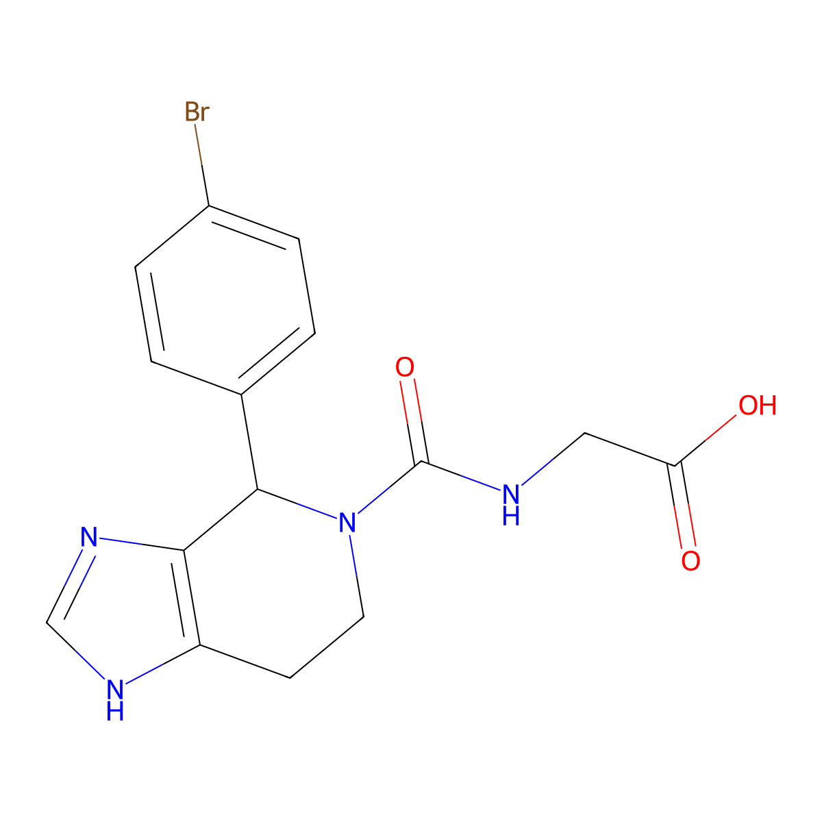 N-{[4-(4-bromophenyl)-1,4,6,7-tetrahydro-5H-imidazo[4,5-c]pyridin-5-yl]carbonyl}glycine molecular structure, CAS 1190242-62-6