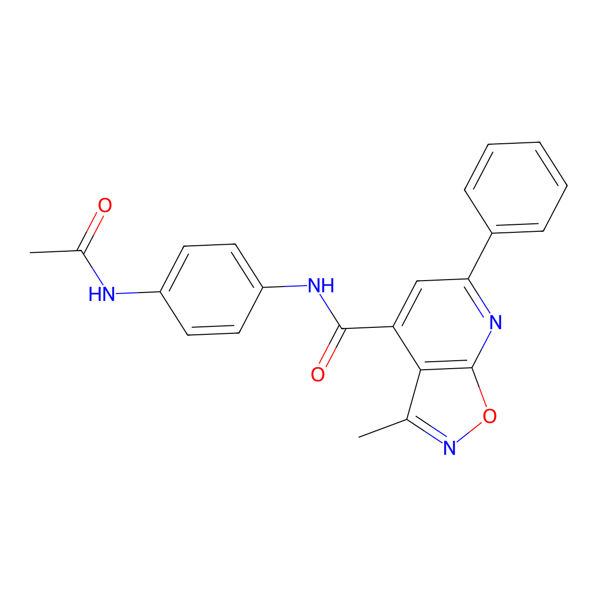 N-[4-(acetylamino)phenyl]-3-methyl-6-phenyl[1,2]oxazolo[5,4-b]pyridine-4-carboxamide molecular structure, CAS 1190242-64-8