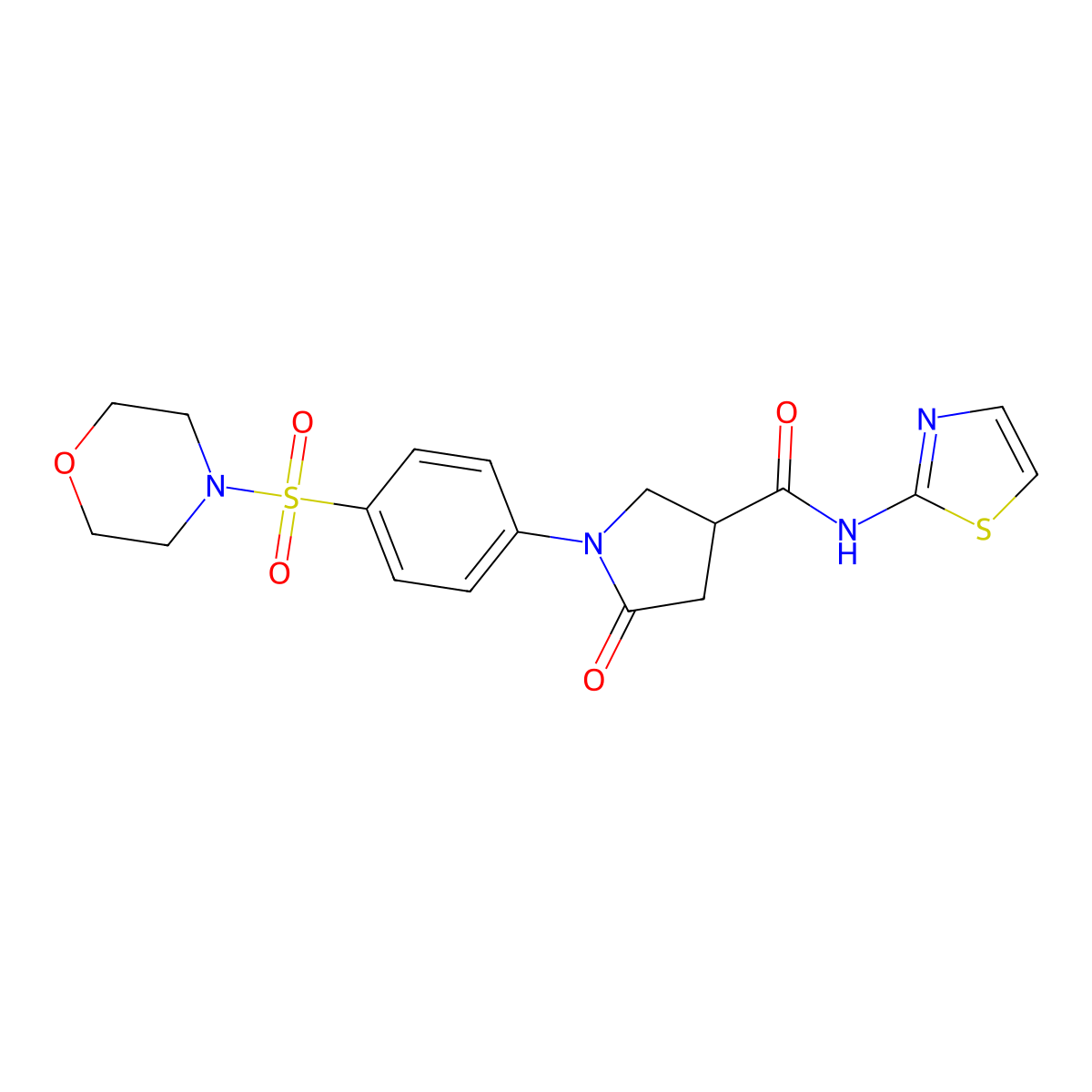 1-[4-(morpholin-4-ylsulfonyl)phenyl]-5-oxo-N-(1,3-thiazol-2-yl)pyrrolidine-3-carboxamide molecular structure, CAS 1190242-92-2