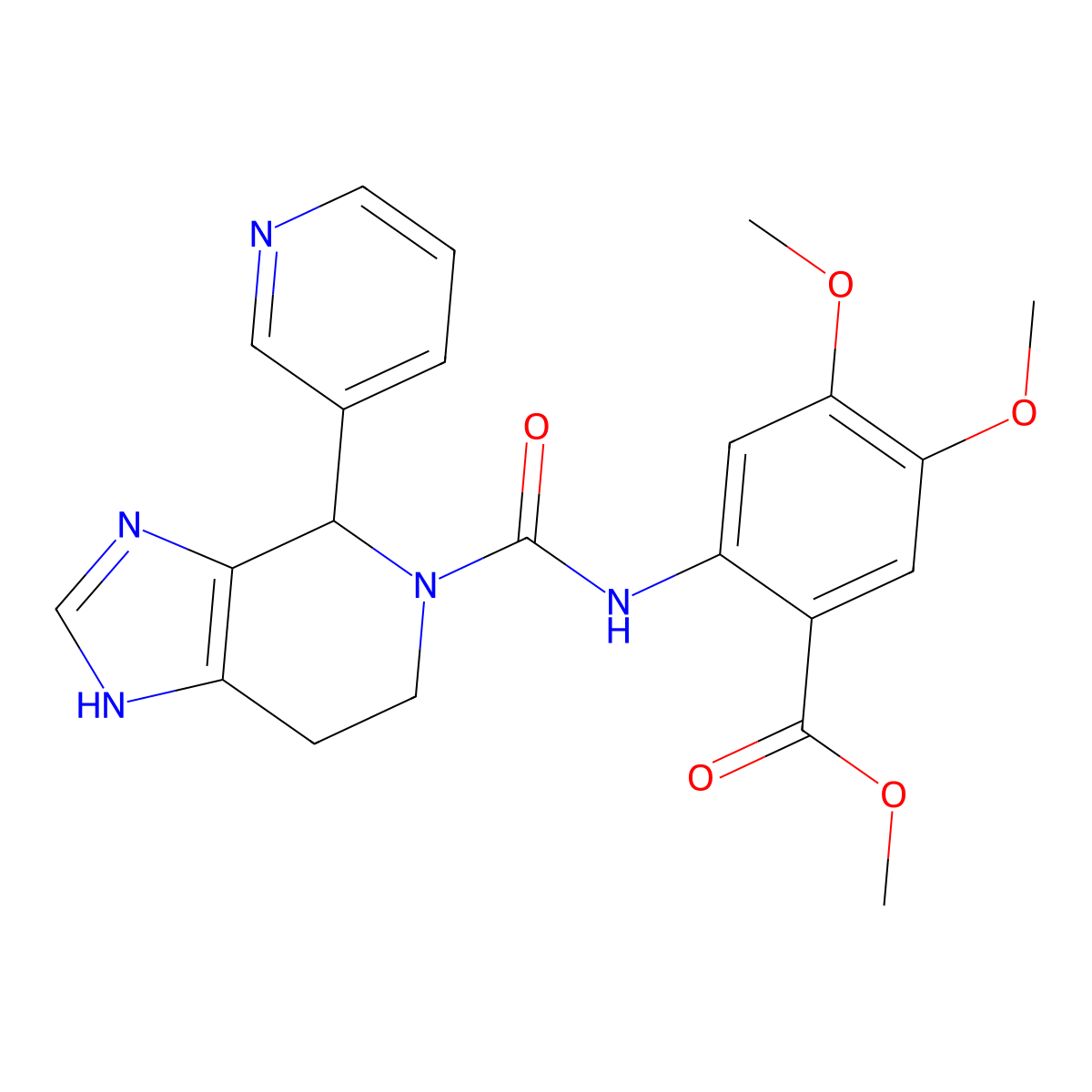 methyl 4,5-dimethoxy-2-({[4-(pyridin-3-yl)-1,4,6,7-tetrahydro-5H-imidazo[4,5-c]pyridin-5-yl]carbonyl}amino)benzoate molecular structure, CAS 1190242-95-5