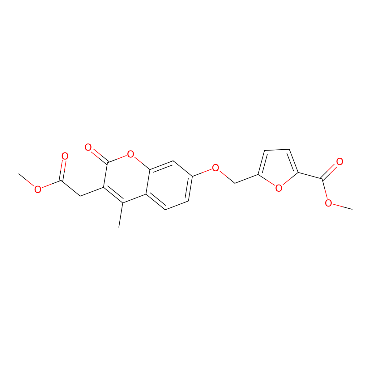 methyl 5-({[3-(2-methoxy-2-oxoethyl)-4-methyl-2-oxo-2H-chromen-7-yl]oxy}methyl)furan-2-carboxylate molecular structure, CAS 1190243-10-7