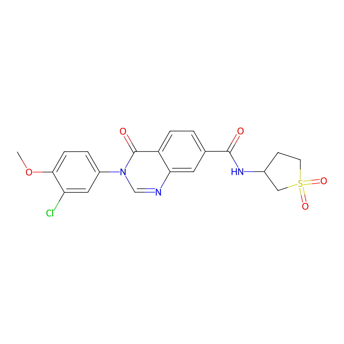 3-(3-chloro-4-methoxyphenyl)-N-(1,1-dioxidotetrahydrothiophen-3-yl)-4-oxo-3,4-dihydroquinazoline-7-carboxamide molecular structure, CAS 1190243-23-2