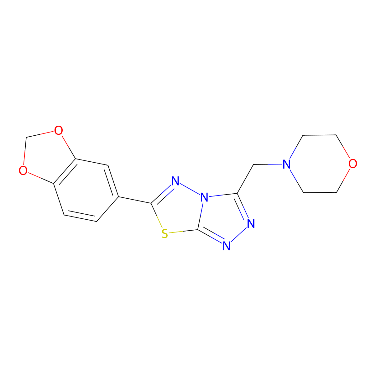 6-(1,3-Benzodioxol-5-yl)-3-(4-morpholinylmethyl)[1,2,4]triazolo[3,4-b][1,3,4]thiadiazole molecular structure, CAS 1190243-48-1