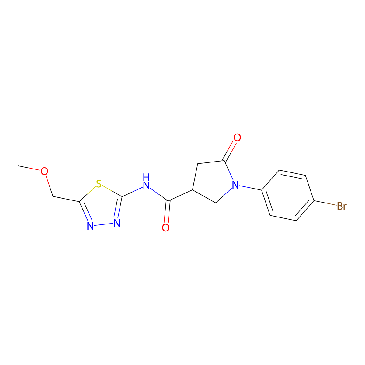 1-(4-bromophenyl)-N-[(2E)-5-(methoxymethyl)-1,3,4-thiadiazol-2(3H)-ylidene]-5-oxopyrrolidine-3-carboxamide molecular structure, CAS 1190243-70-9