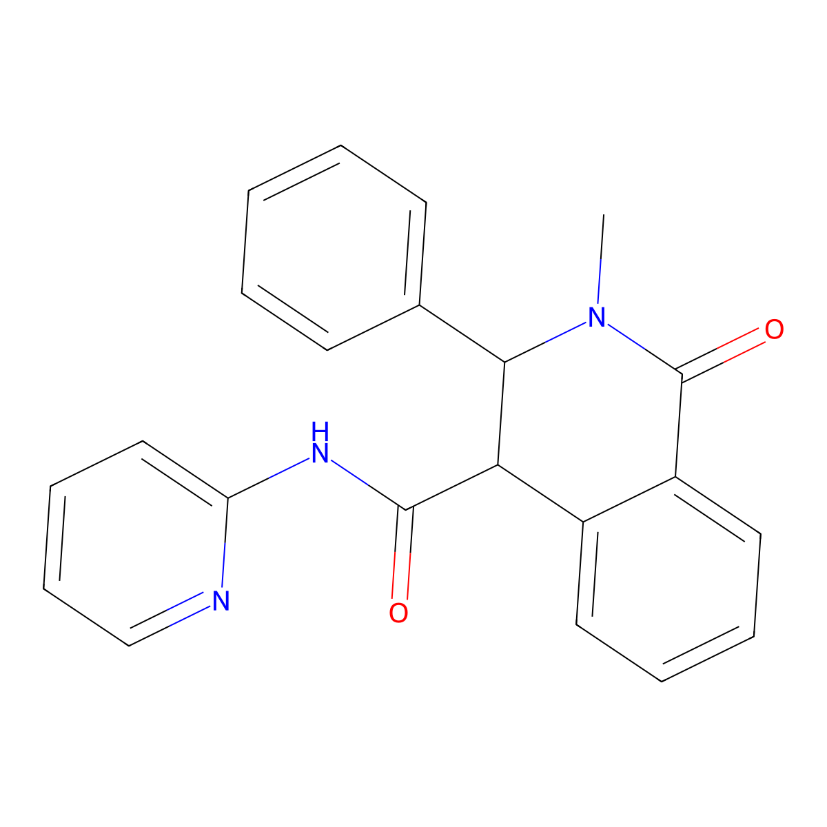 2-methyl-1-oxo-3-phenyl-N-(pyridin-2-yl)-1,2,3,4-tetrahydroisoquinoline-4-carboxamide molecular structure, CAS 1190243-79-8