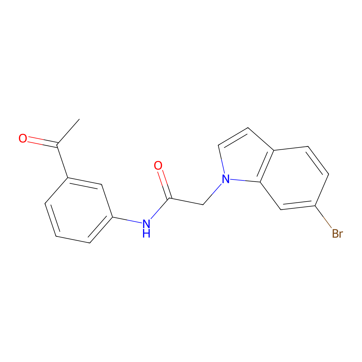 N-(3-acetylphenyl)-2-(6-bromo-1H-indol-1-yl)acetamide molecular structure, CAS 1190243-88-9