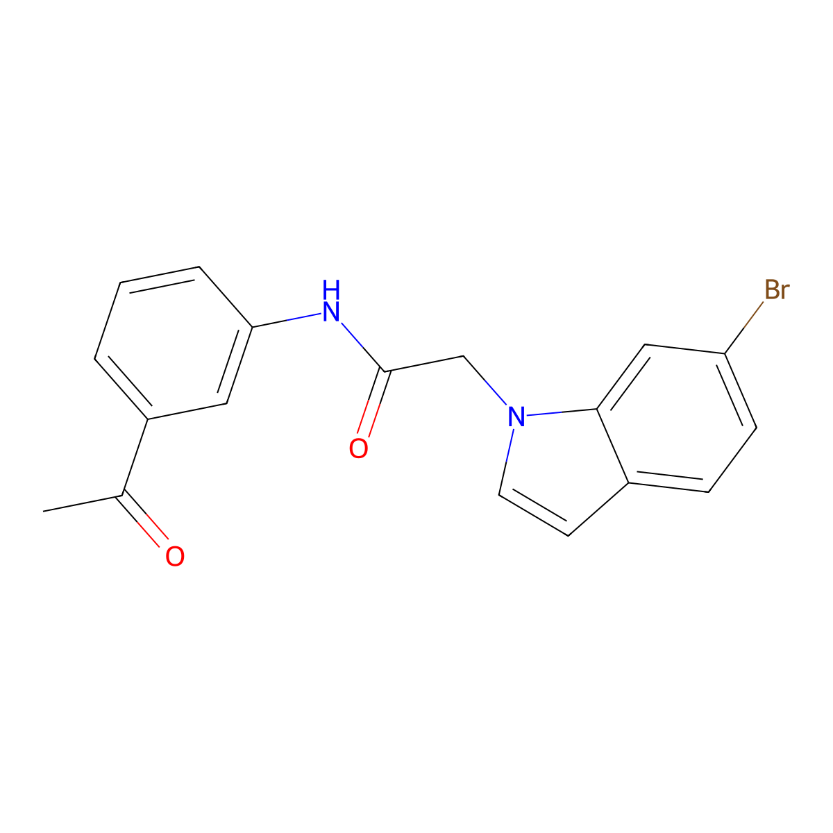 N-(3-acetylphenyl)-2-(6-bromo-1H-indol-1-yl)acetamide molecular structure, CAS 1190243-88-9
