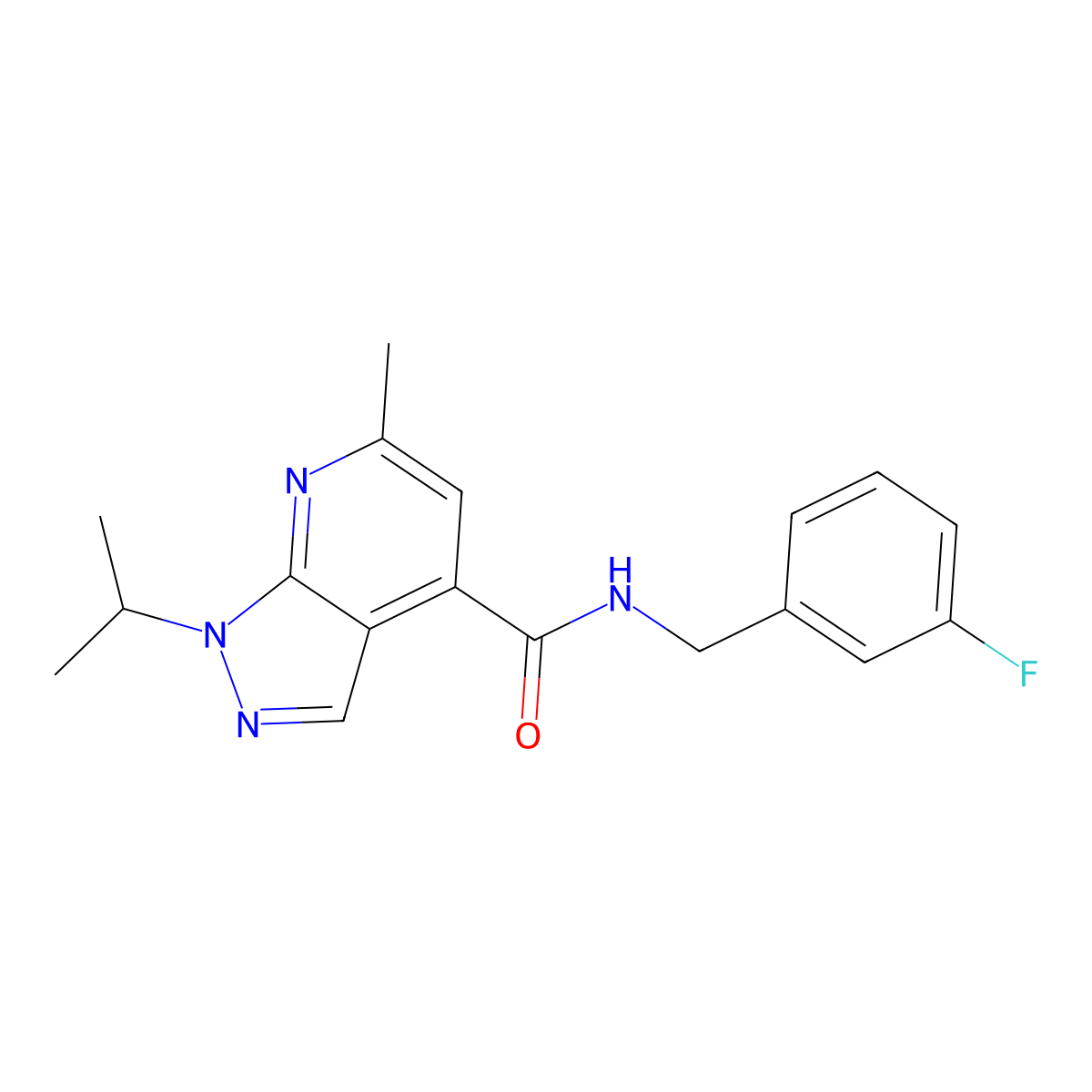 N-(3-fluorobenzyl)-1-isopropyl-6-methyl-1H-pyrazolo[3,4-b]pyridine-4-carboxamide molecular structure, CAS 1190243-93-6