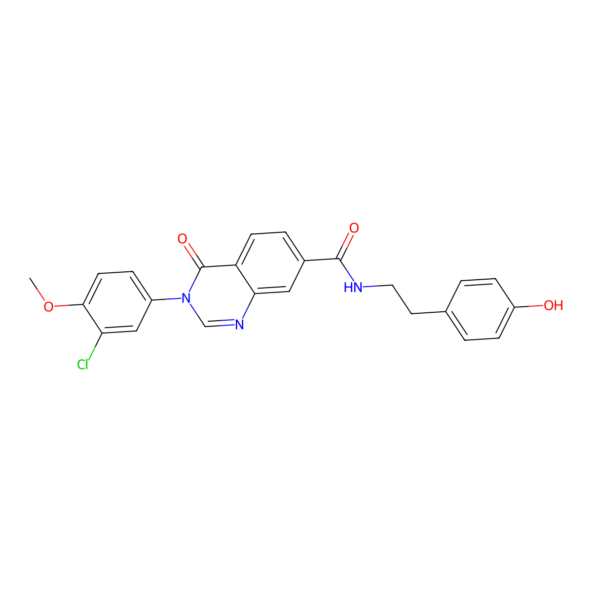 3-(3-chloro-4-methoxyphenyl)-N-[2-(4-hydroxyphenyl)ethyl]-4-oxo-3,4-dihydroquinazoline-7-carboxamide molecular structure, CAS 1190244-00-8