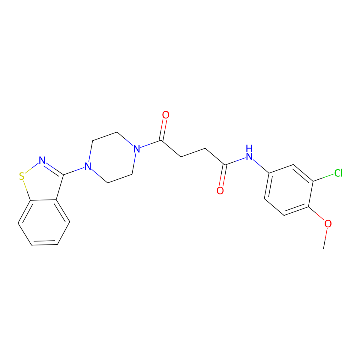 4-[4-(1,2-benzisothiazol-3-yl)piperazino]-N-(3-chloro-4-methoxyphenyl)-4-oxobutanamide molecular structure, CAS 1190244-03-1