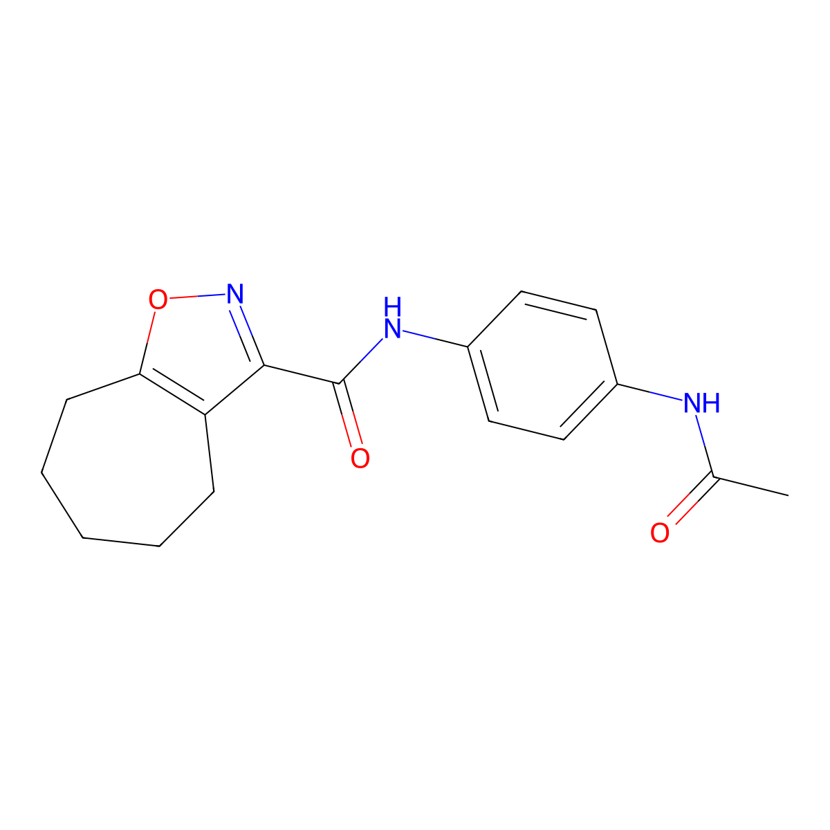 N-[4-(acetylamino)phenyl]-5,6,7,8-tetrahydro-4H-cyclohepta[d][1,2]oxazole-3-carboxamide molecular structure, CAS 1190244-09-7