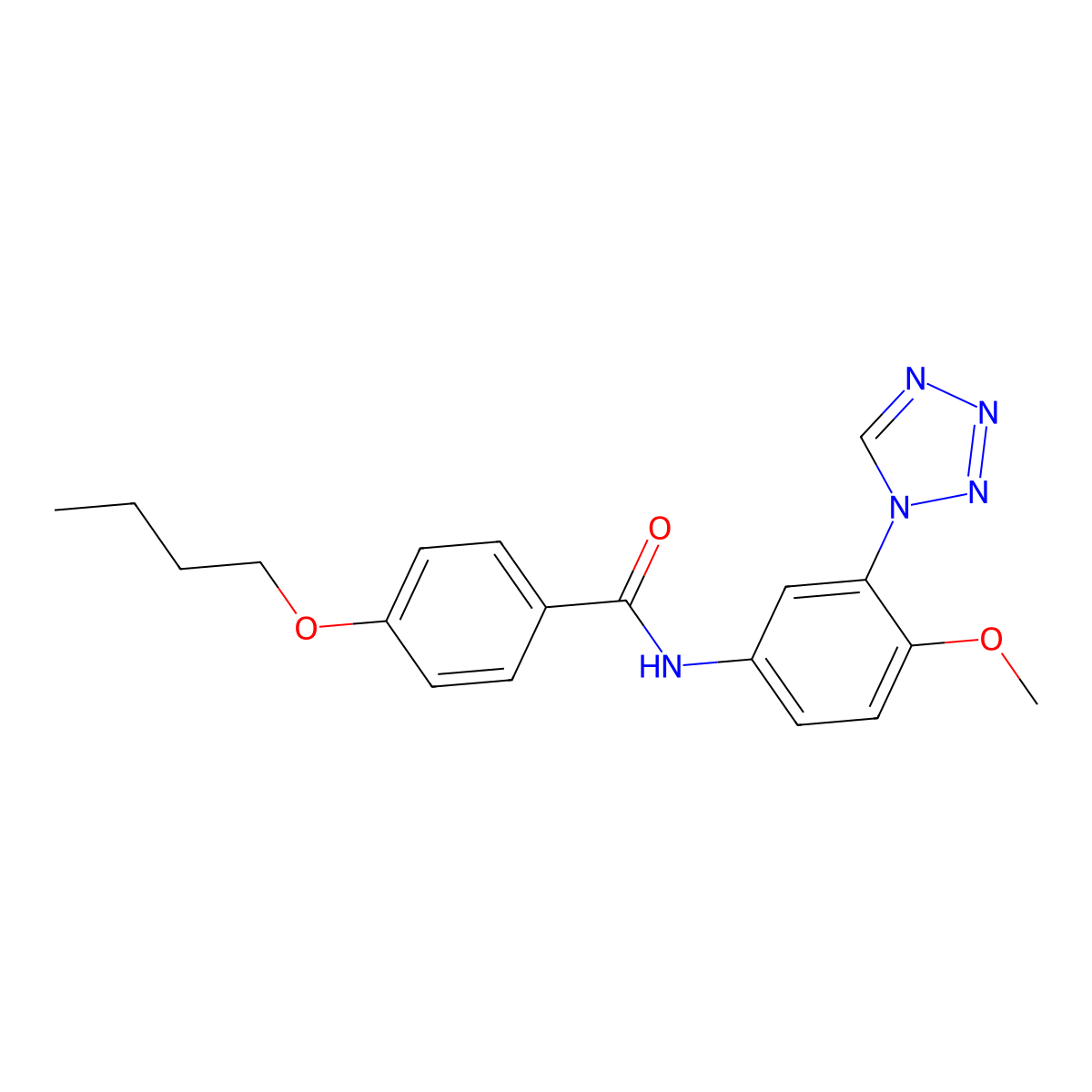 4-butoxy-N-[4-methoxy-3-(1H-tetrazol-1-yl)phenyl]benzamide molecular structure, CAS 1190244-27-9