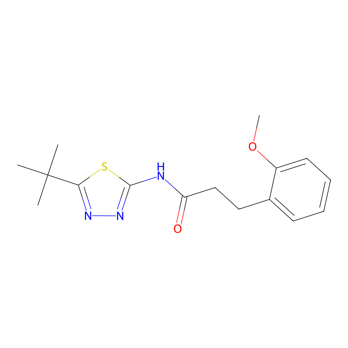 N-[(2E)-5-tert-butyl-1,3,4-thiadiazol-2(3H)-ylidene]-3-(2-methoxyphenyl)propanamide molecular structure, CAS 1190244-50-8
