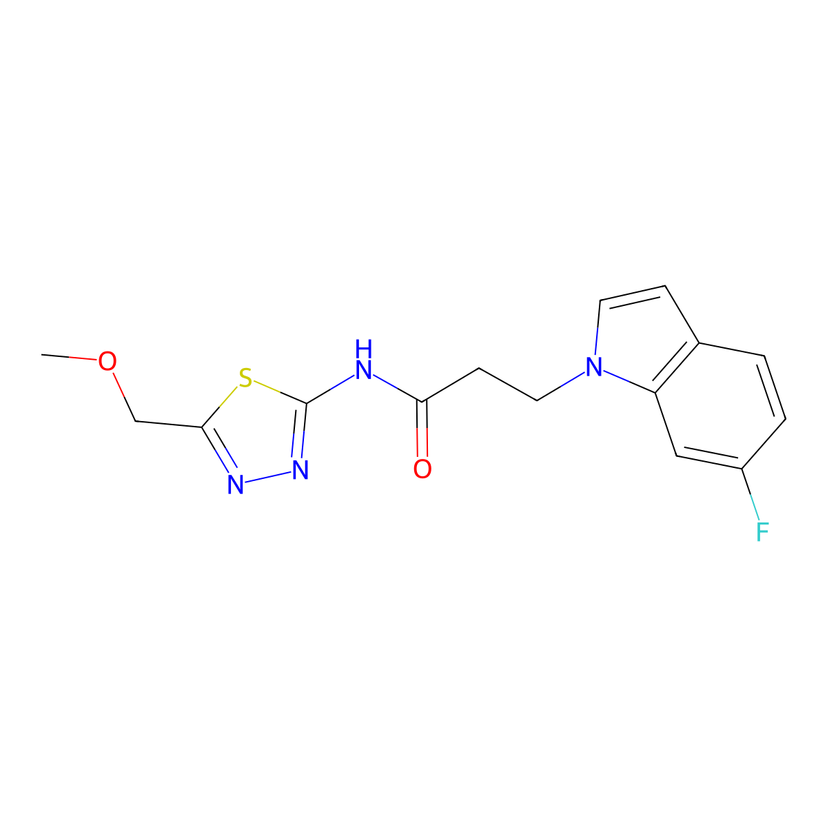 3-(6-fluoro-1H-indol-1-yl)-N-[(2E)-5-(methoxymethyl)-1,3,4-thiadiazol-2(3H)-ylidene]propanamide molecular structure, CAS 1190244-71-3
