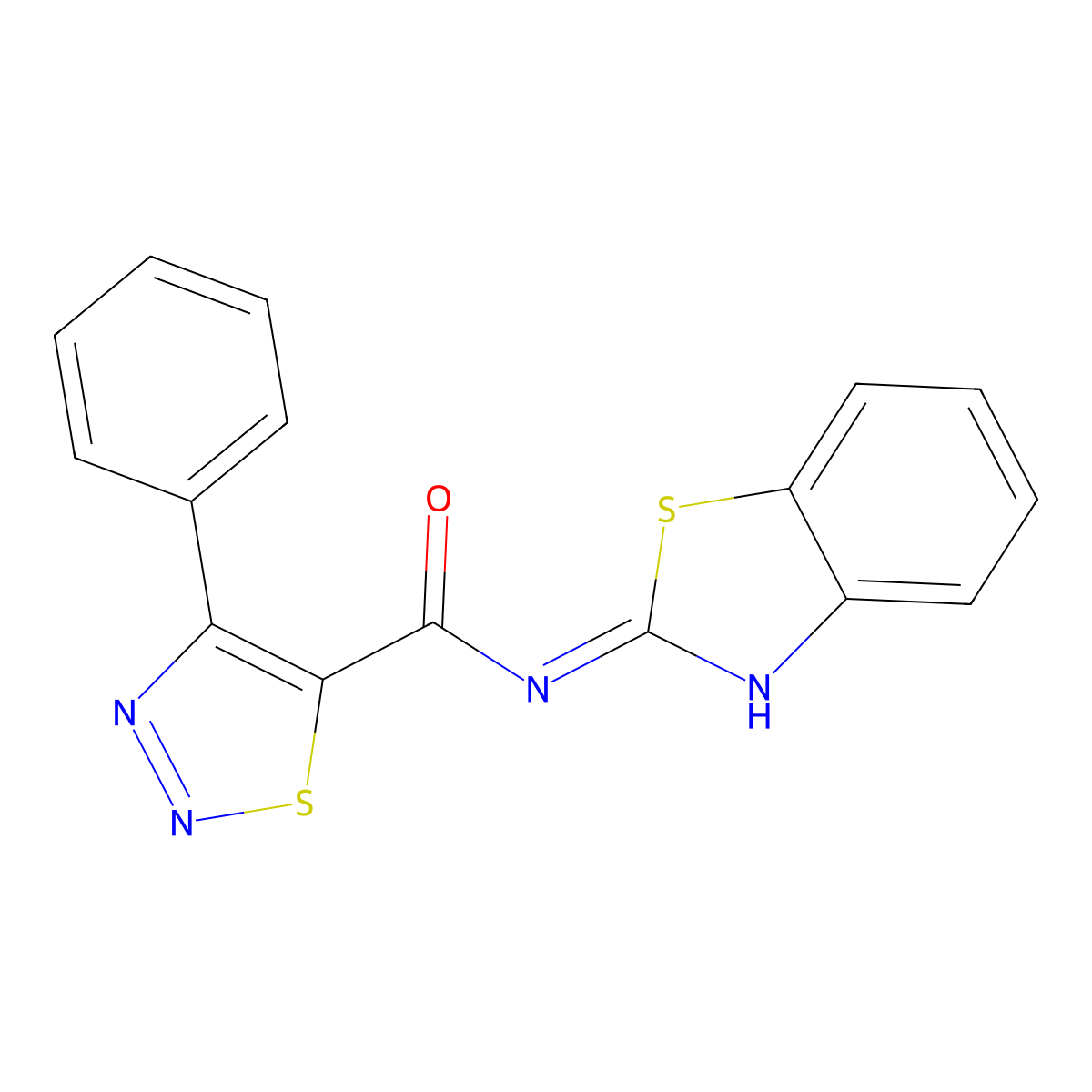N-[(2Z)-1,3-benzothiazol-2(3H)-ylidene]-4-phenyl-1,2,3-thiadiazole-5-carboxamide molecular structure, CAS 1190244-75-7