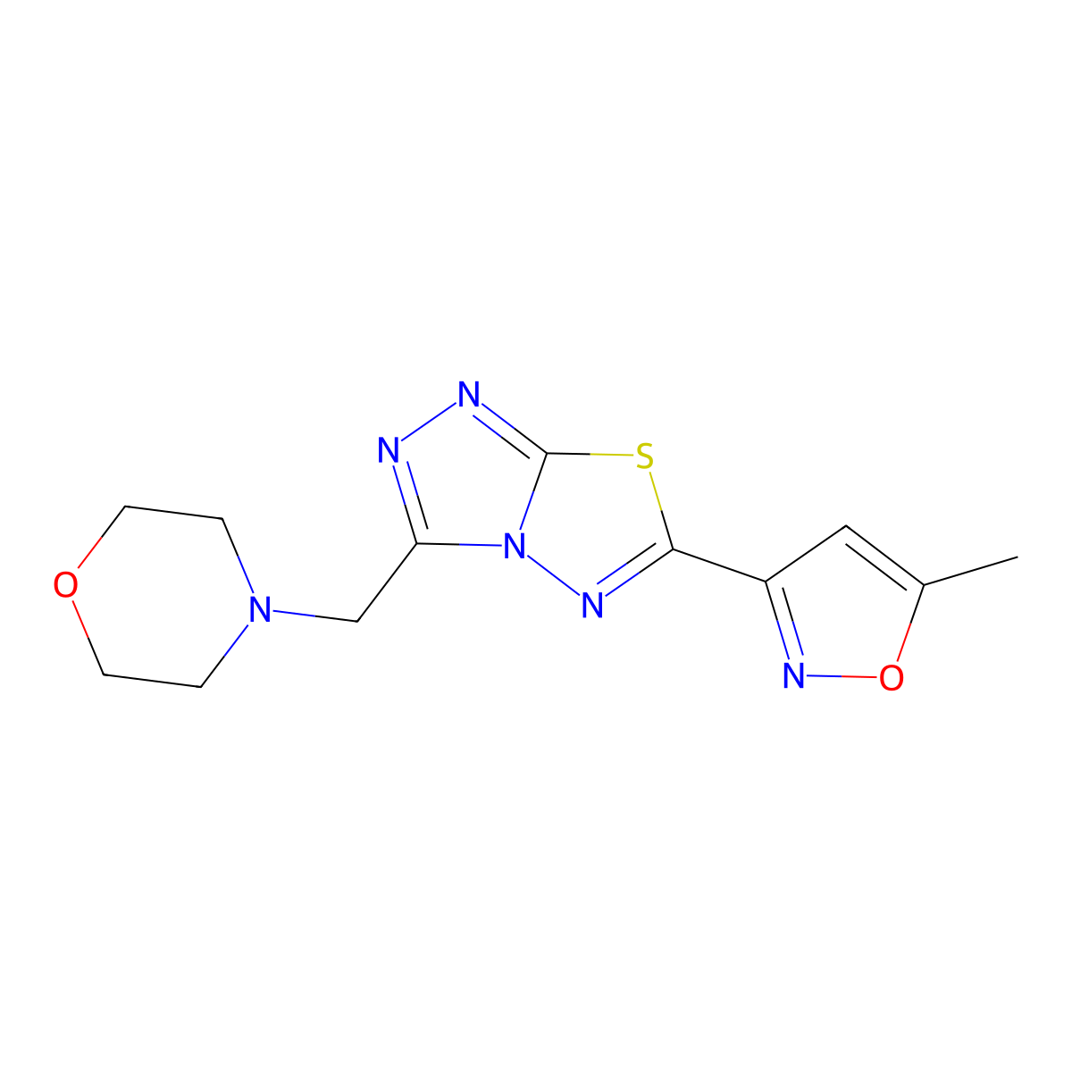 6-(5-Methyl-1,2-oxazol-3-yl)-3-(morpholin-4-ylmethyl)[1,2,4]triazolo[3,4-b][1,3,4]thiadiazole molecular structure, CAS 1190245-08-9