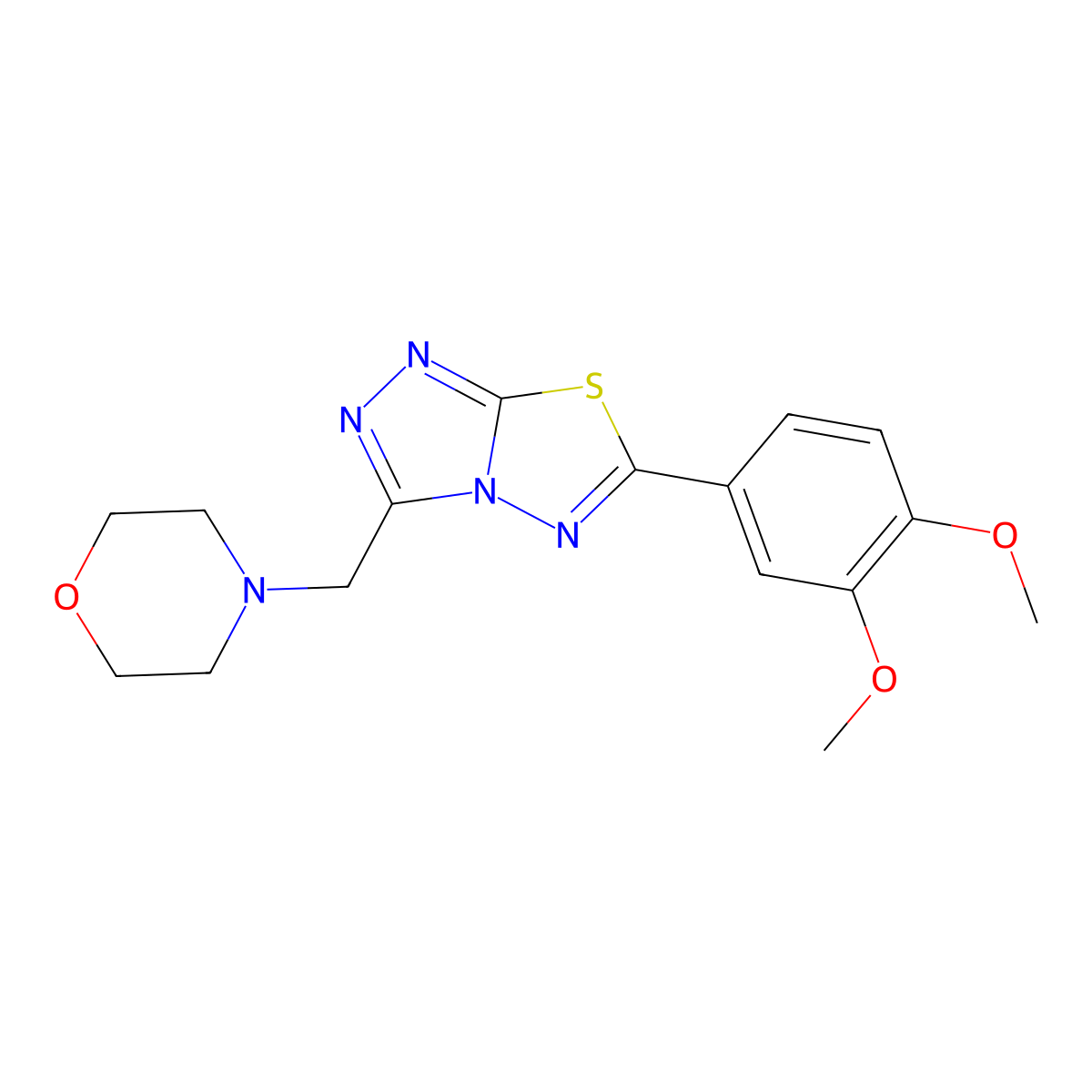 6-(3,4-Dimethoxyphenyl)-3-(4-morpholinylmethyl)[1,2,4]triazolo[3,4-b][1,3,4]thiadiazole molecular structure, CAS 1190245-21-6