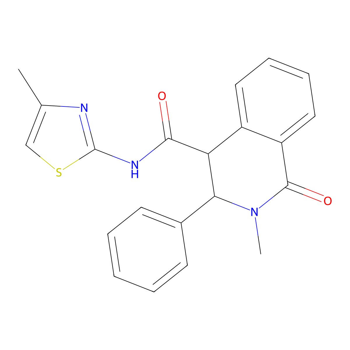 2-methyl-N-[(2Z)-4-methyl-1,3-thiazol-2(3H)-ylidene]-1-oxo-3-phenyl-1,2,3,4-tetrahydroisoquinoline-4-carboxamide molecular structure, CAS 1190245-32-9
