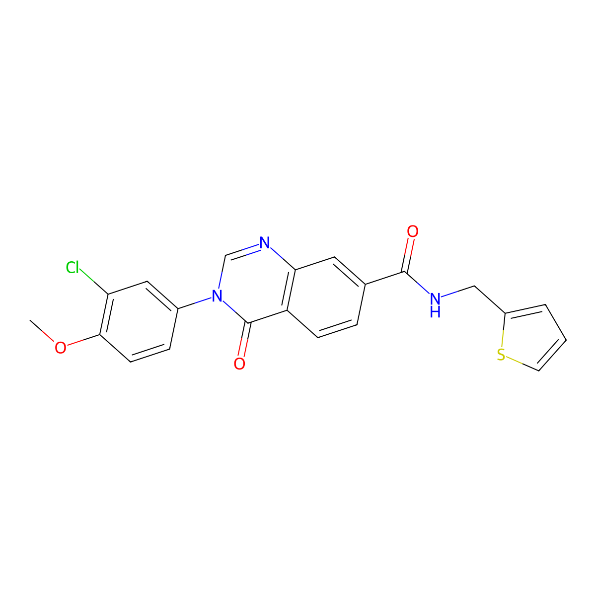 3-(3-chloro-4-methoxyphenyl)-4-oxo-N-(thiophen-2-ylmethyl)-3,4-dihydroquinazoline-7-carboxamide molecular structure, CAS 1190245-47-6