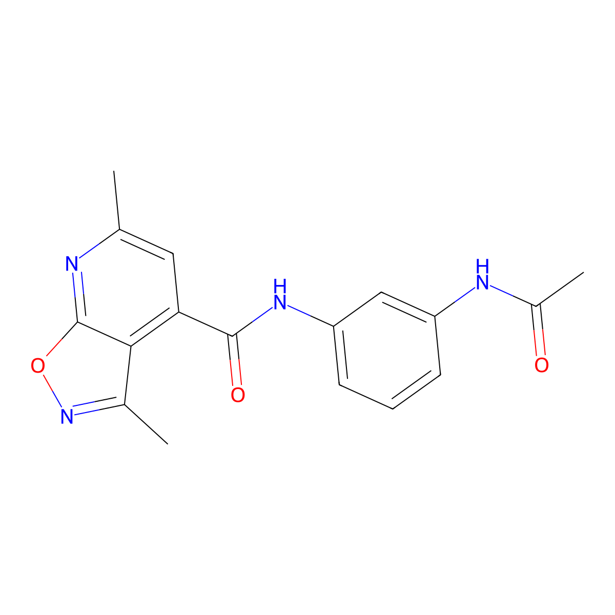 N-[3-(acetylamino)phenyl]-3,6-dimethyl[1,2]oxazolo[5,4-b]pyridine-4-carboxamide molecular structure, CAS 1190245-53-4