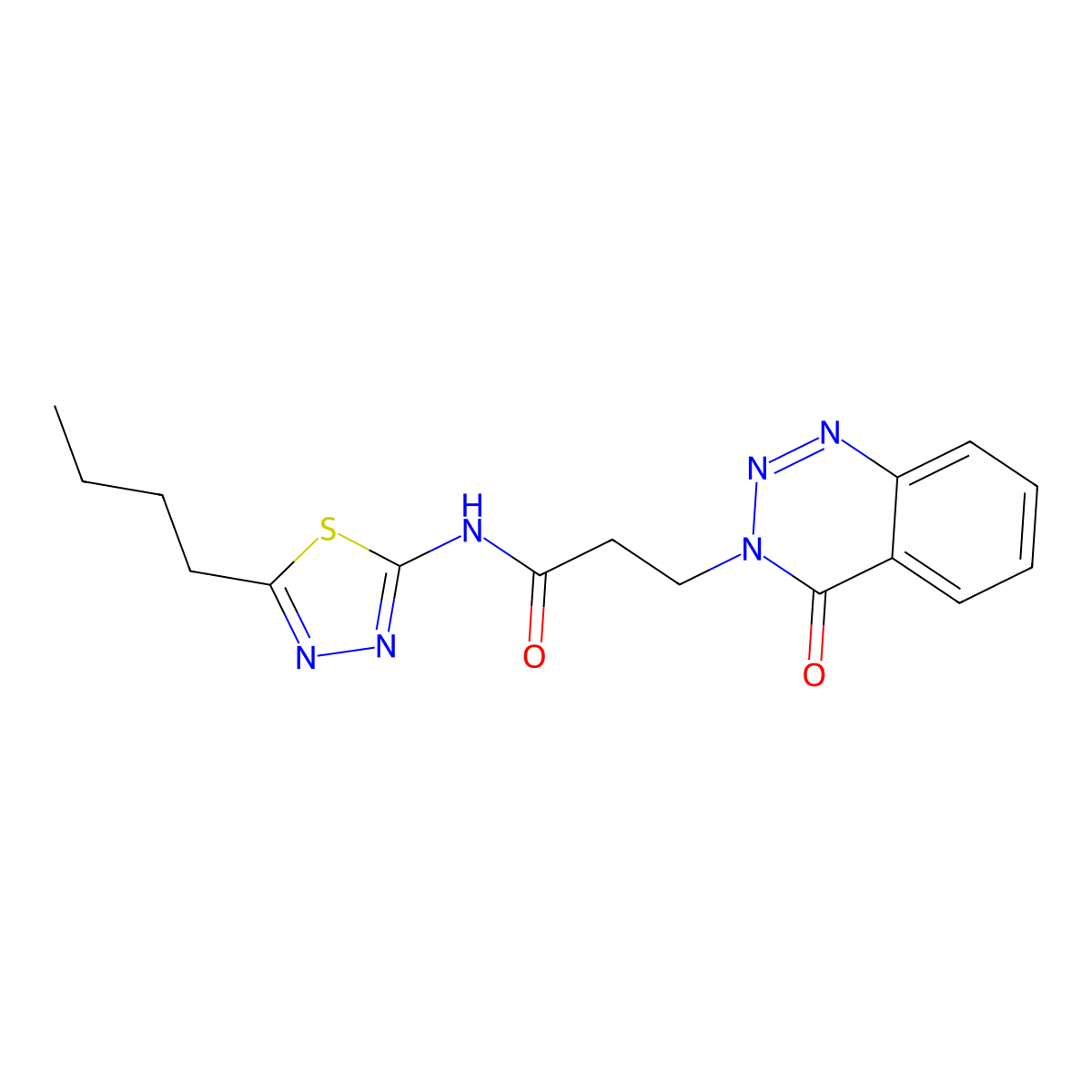 N-[(2Z)-5-butyl-1,3,4-thiadiazol-2(3H)-ylidene]-3-(4-oxo-1,2,3-benzotriazin-3(4H)-yl)propanamide molecular structure, CAS 1190245-65-8