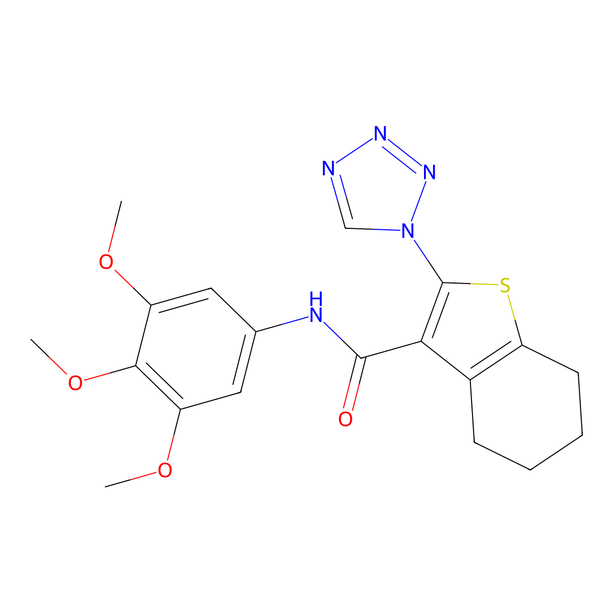 2-(1H-tetrazol-1-yl)-N-(3,4,5-trimethoxyphenyl)-4,5,6,7-tetrahydro-1-benzothiophene-3-carboxamide molecular structure, CAS 1190245-75-0