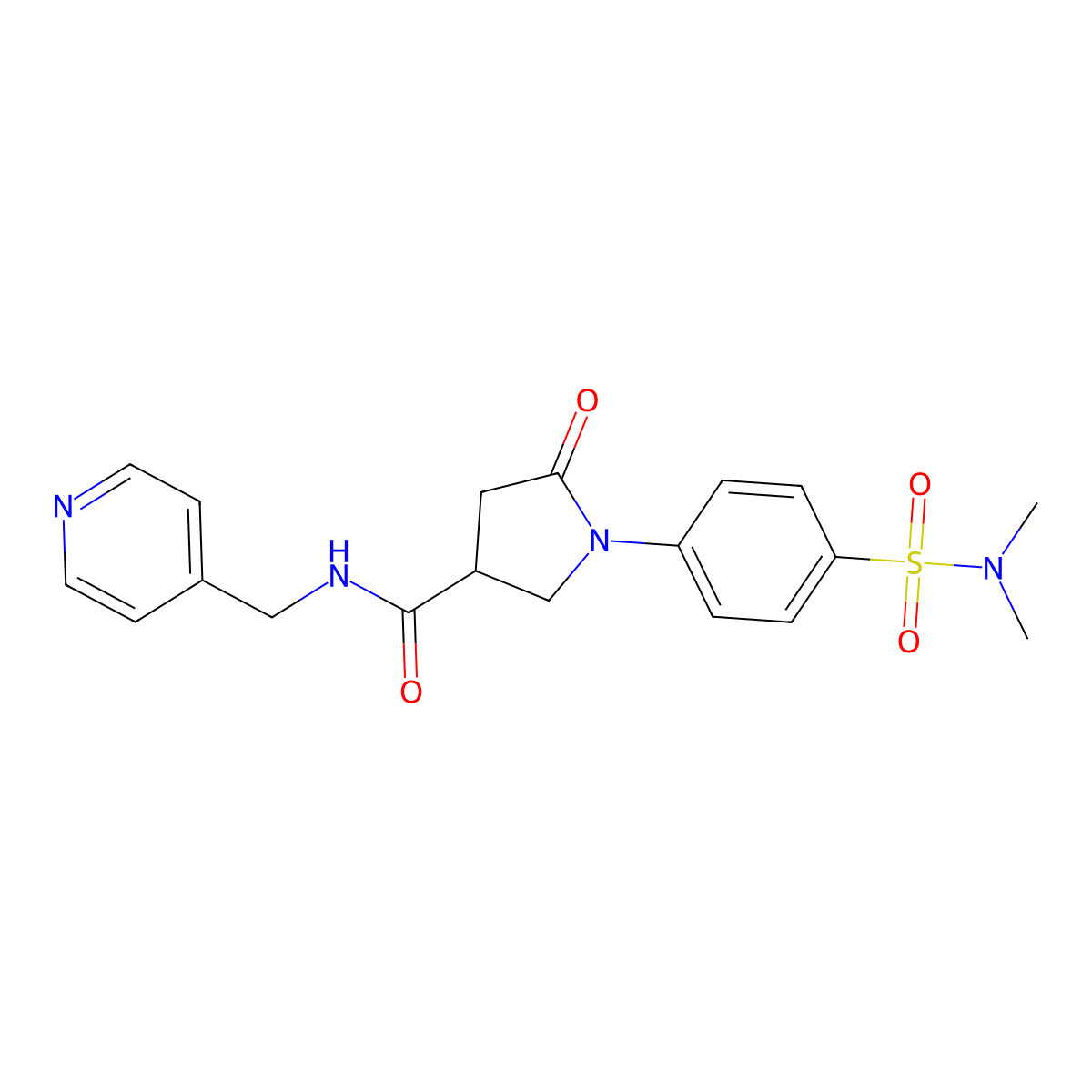 1-[4-(dimethylsulfamoyl)phenyl]-5-oxo-N-(pyridin-4-ylmethyl)pyrrolidine-3-carboxamide molecular structure, CAS 1190245-78-3