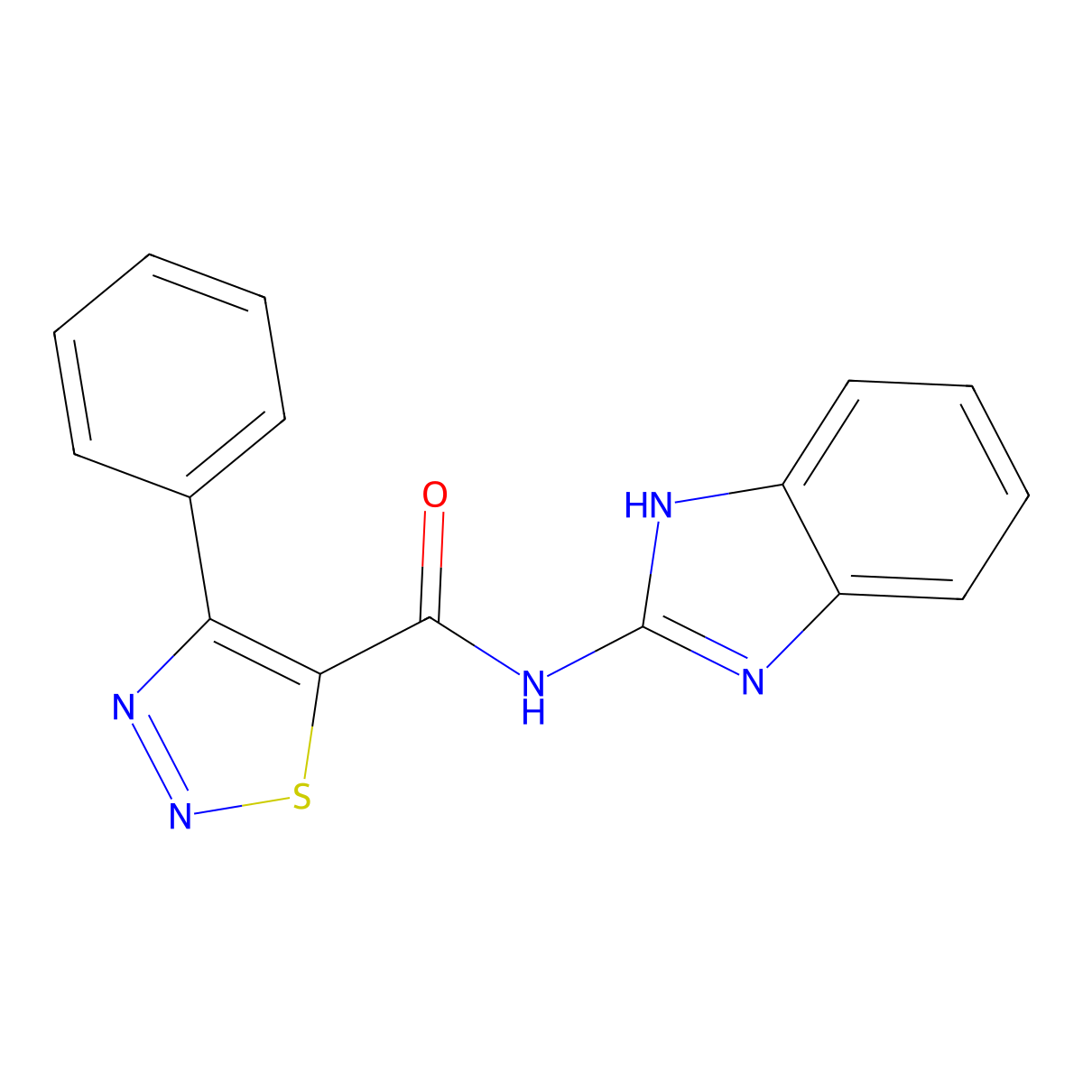 N-(1,3-dihydro-2H-benzimidazol-2-ylidene)-4-phenyl-1,2,3-thiadiazole-5-carboxamide molecular structure, CAS 1190245-84-1