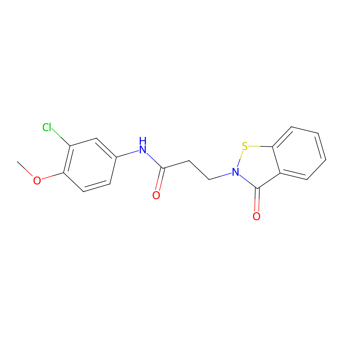N-(3-chloro-4-methoxyphenyl)-3-(3-oxo-1,2-benzothiazol-2(3H)-yl)propanamide molecular structure, CAS 1190245-89-6