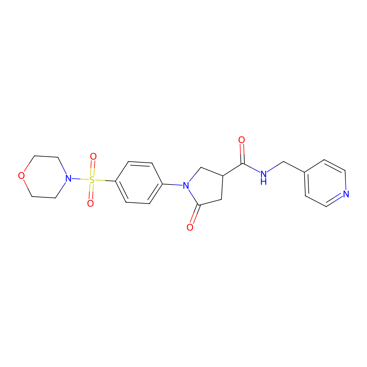 1-[4-(morpholin-4-ylsulfonyl)phenyl]-5-oxo-N-(pyridin-4-ylmethyl)pyrrolidine-3-carboxamide molecular structure, CAS 1190245-97-6