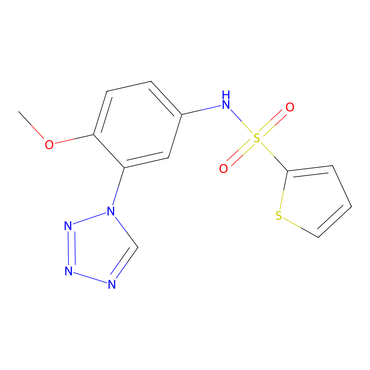 N-[4-methoxy-3-(1H-tetrazol-1-yl)phenyl]thiophene-2-sulfonamide molecular structure, CAS 1190245-99-8