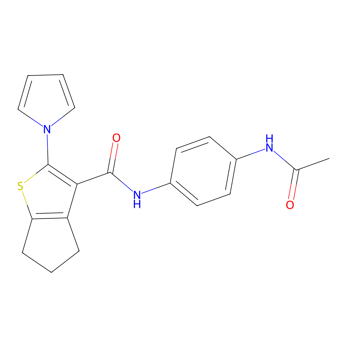 N-[4-(acetylamino)phenyl]-2-(1H-pyrrol-1-yl)-5,6-dihydro-4H-cyclopenta[b]thiophene-3-carboxamide molecular structure, CAS 1190246-01-5