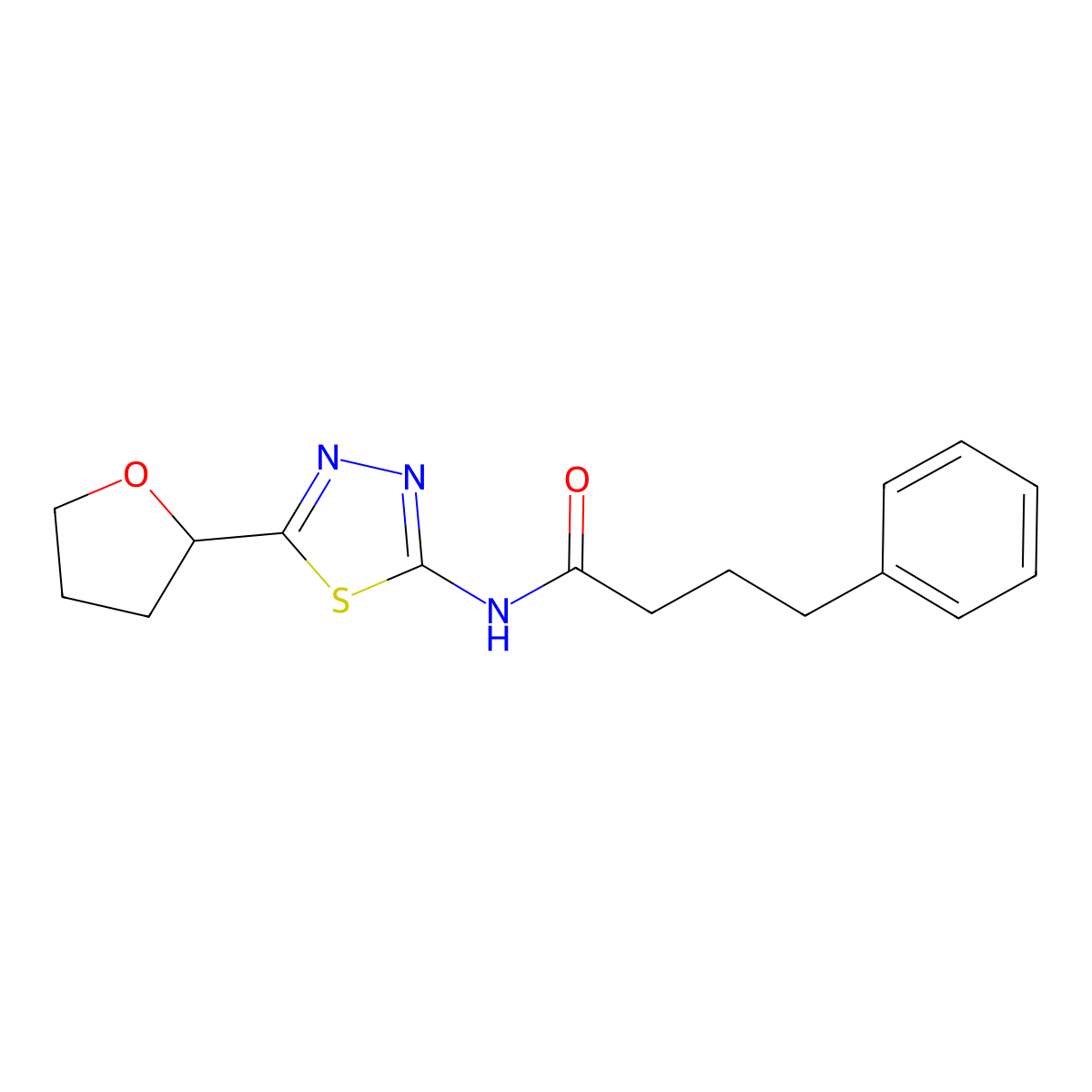 4-phenyl-N-[(2Z)-5-(tetrahydrofuran-2-yl)-1,3,4-thiadiazol-2(3H)-ylidene]butanamide molecular structure, CAS 1190246-02-6