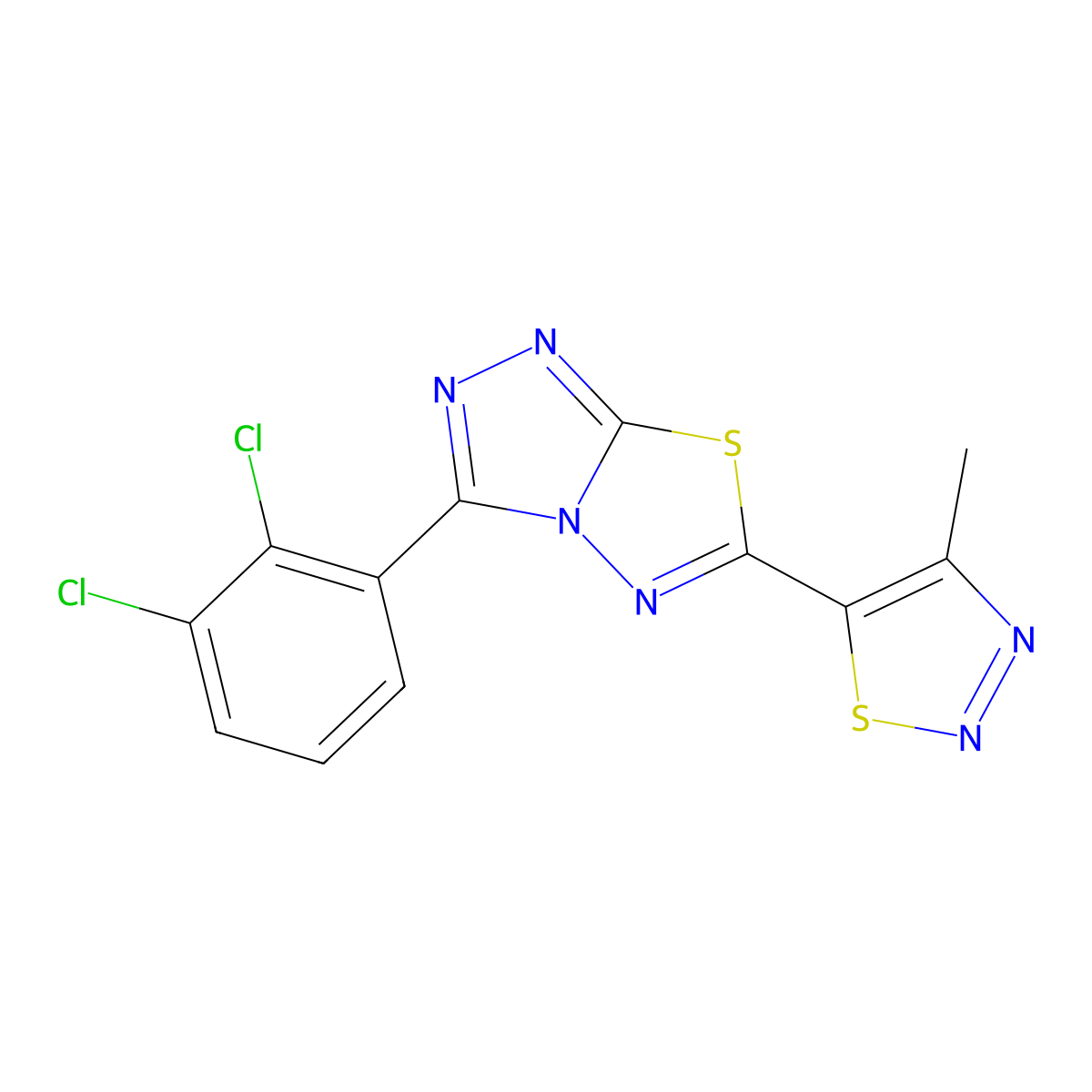 3-(2,3-Dichlorophenyl)-6-(4-methyl-1,2,3-thiadiazol-5-yl)[1,2,4]triazolo[3,4-b][1,3,4]thiadiazole molecular structure, CAS 1190246-03-7