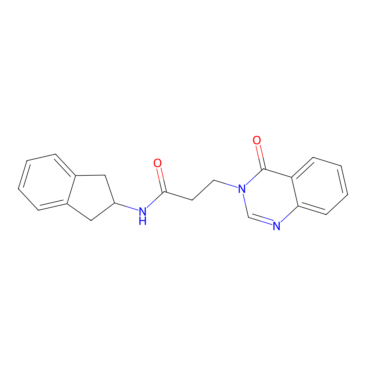 N-(2,3-dihydro-1H-inden-2-yl)-3-(4-oxoquinazolin-3(4H)-yl)propanamide molecular structure, CAS 1190246-05-9