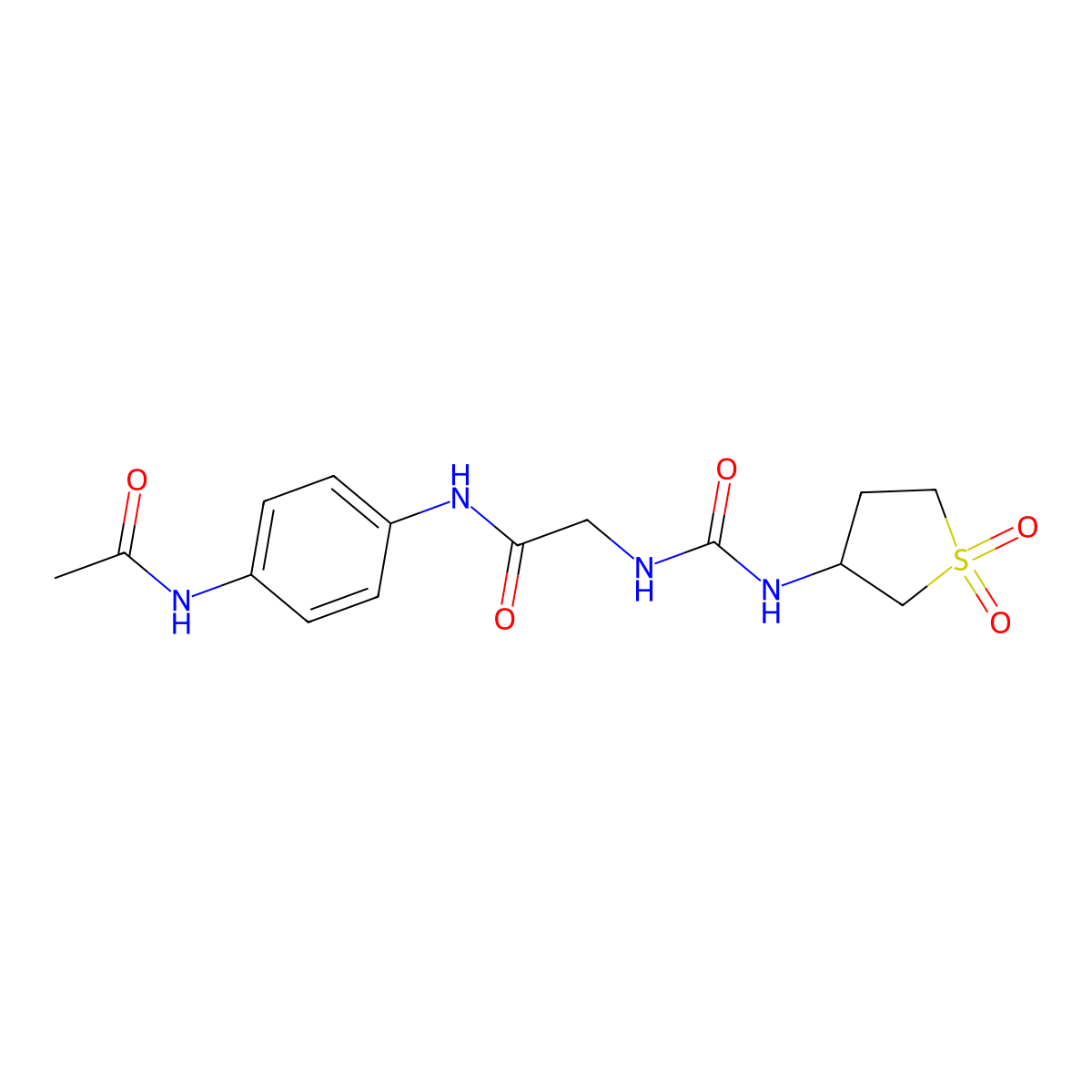 N-[4-(acetylamino)phenyl]-N~2~-[(1,1-dioxidotetrahydrothiophen-3-yl)carbamoyl]glycinamide molecular structure, CAS 1190246-14-0