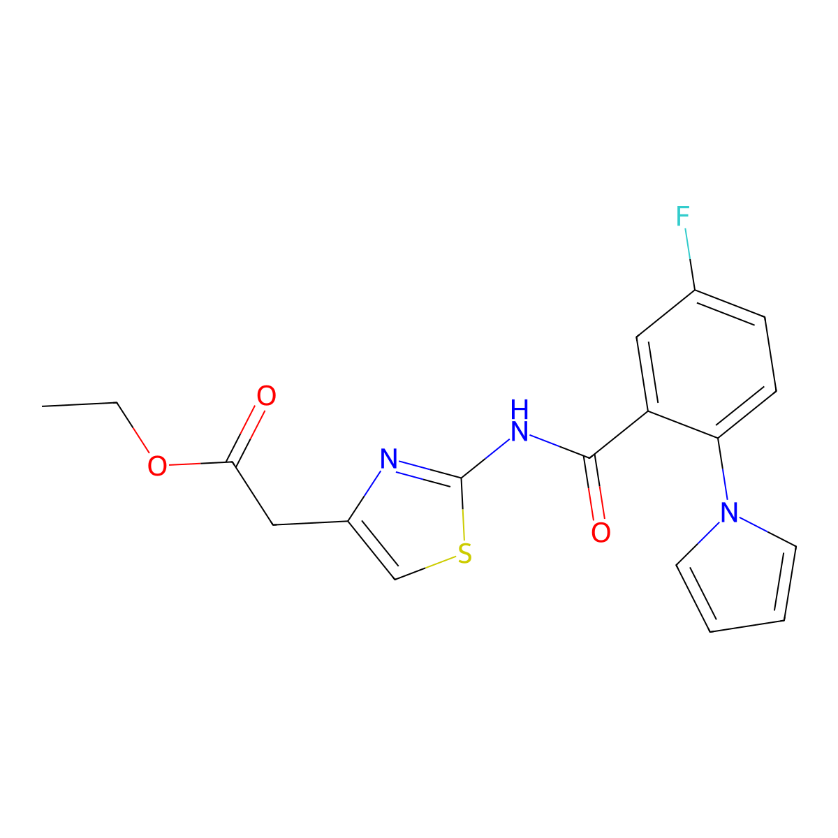 ethyl [2-({[5-fluoro-2-(1H-pyrrol-1-yl)phenyl]carbonyl}amino)-1,3-thiazol-4-yl]acetate molecular structure, CAS 1190246-15-1