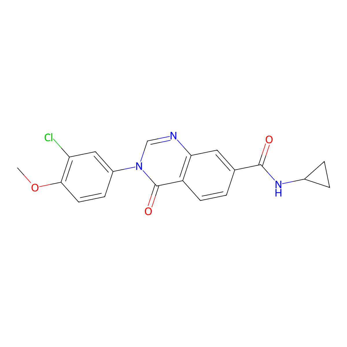 3-(3-chloro-4-methoxyphenyl)-N-cyclopropyl-4-oxo-3,4-dihydroquinazoline-7-carboxamide molecular structure, CAS 1190246-17-3
