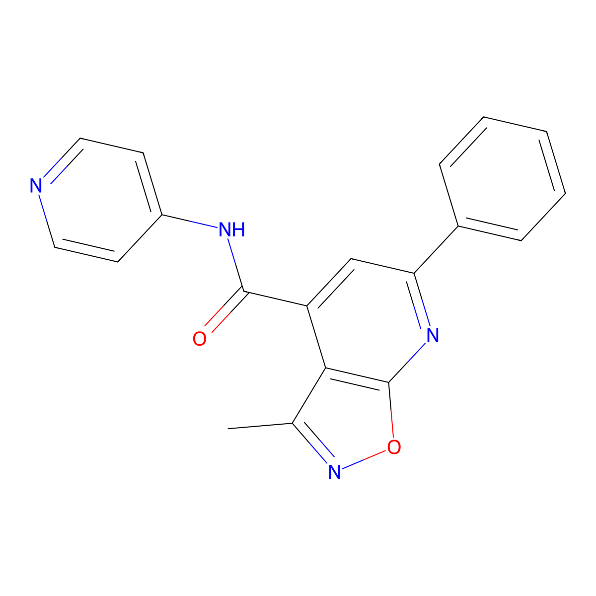 3-methyl-6-phenyl-N-(pyridin-4-yl)[1,2]oxazolo[5,4-b]pyridine-4-carboxamide molecular structure, CAS 1190246-19-5