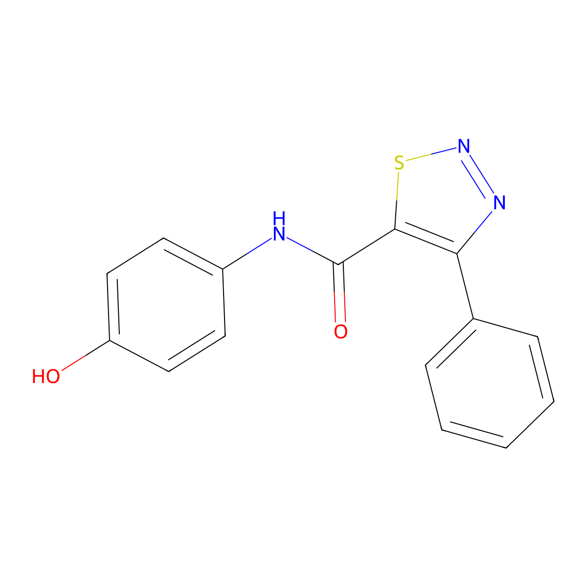 N-(4-hydroxyphenyl)-4-phenyl-1,2,3-thiadiazole-5-carboxamide molecular structure, CAS 1190246-23-1