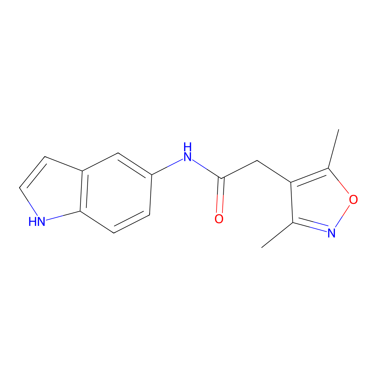 2-(3,5-dimethyl-1,2-oxazol-4-yl)-N-(1H-indol-5-yl)acetamide molecular structure, CAS 1190246-42-4