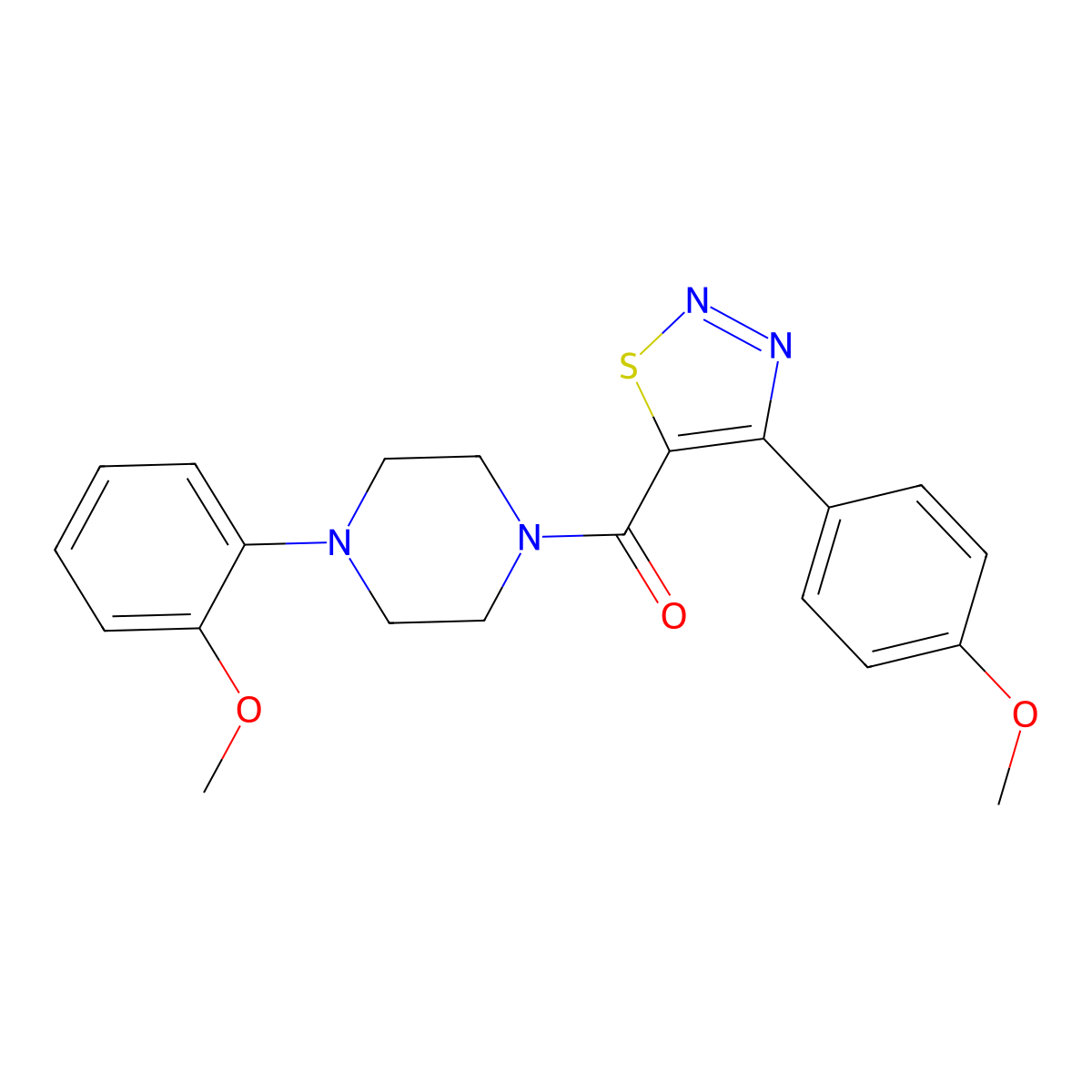 [4-(2-Methoxyphenyl)piperazin-1-yl][4-(4-methoxyphenyl)-1,2,3-thiadiazol-5-yl]methanone molecular structure, CAS 1190246-47-9
