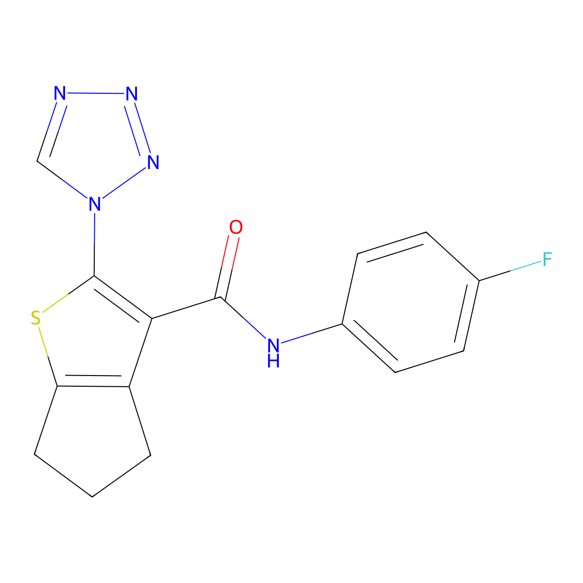 N-(4-fluorophenyl)-2-(1H-tetrazol-1-yl)-5,6-dihydro-4H-cyclopenta[b]thiophene-3-carboxamide molecular structure, CAS 1190246-60-6