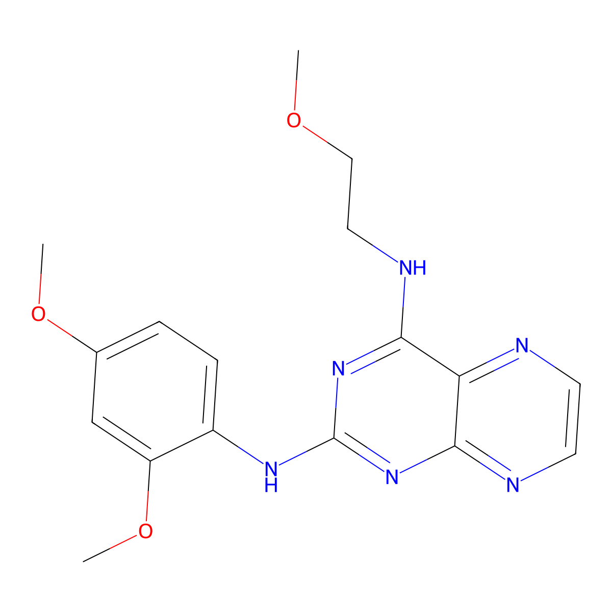 (2,4-Dimethoxyphenyl){4-[(2-methoxyethyl)amino]pteridin-2-yl}amine molecular structure, CAS 1190246-69-5