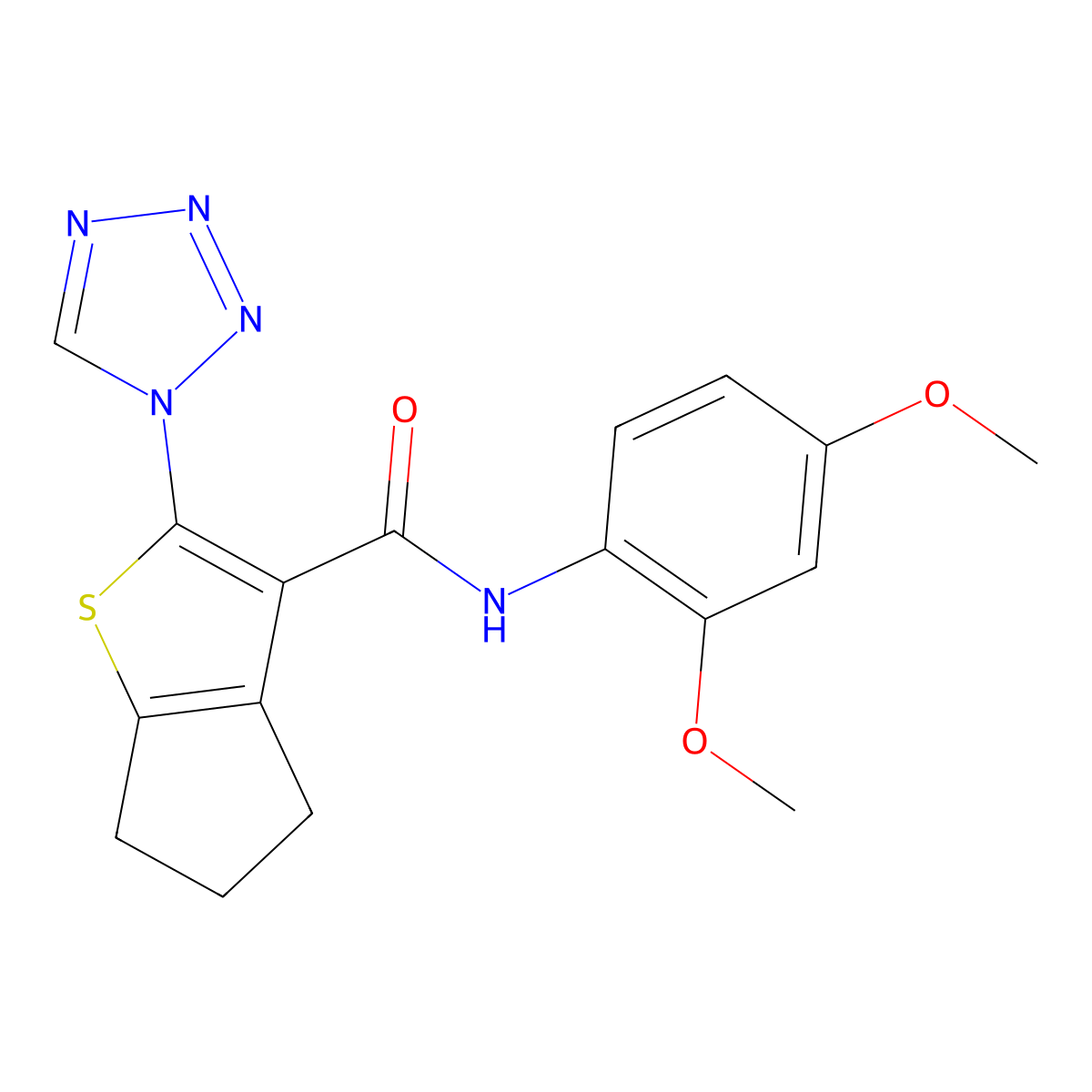 N-(2,4-dimethoxyphenyl)-2-(1H-tetrazol-1-yl)-5,6-dihydro-4H-cyclopenta[b]thiophene-3-carboxamide molecular structure, CAS 1190246-73-1