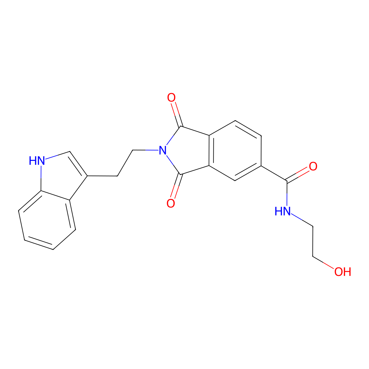 N-(2-hydroxyethyl)-2-[2-(1H-indol-3-yl)ethyl]-1,3-dioxo-2,3-dihydro-1H-isoindole-5-carboxamide molecular structure, CAS 1190246-79-7